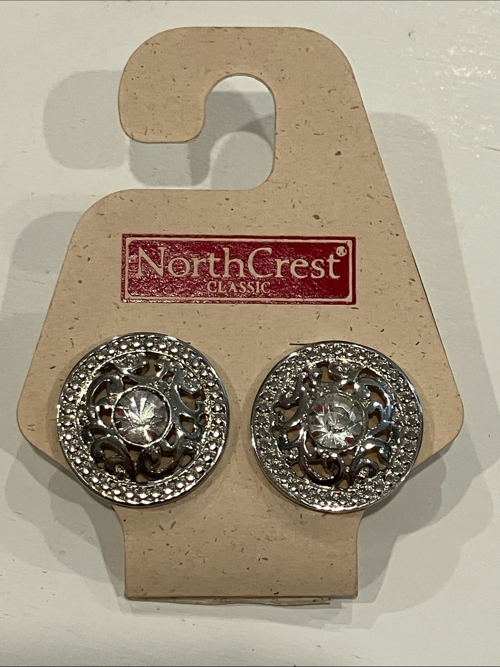 NorthCrest | Silver Crystal Filigree Stud Earrings